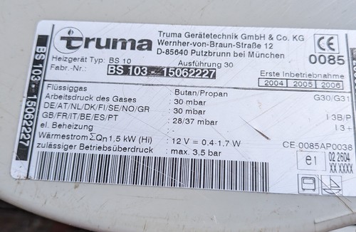 Truma lpg gas water - truma, bs