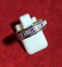 9ct Gold Vintage Syn Spinel Full Eternity Ring Hallmarked 1969: 3.7 Grams Size O