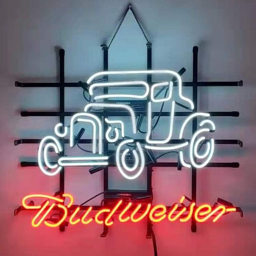Vintage car beer neon sign - vintage,