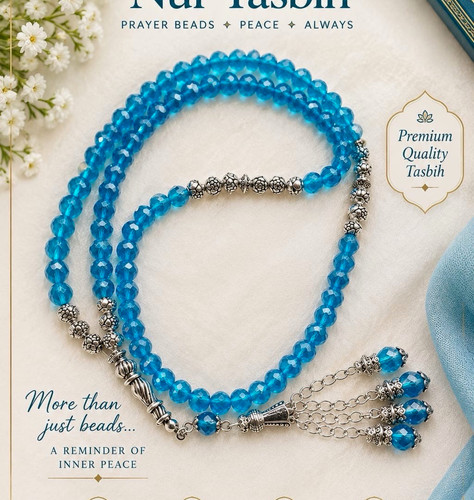 Nur tasbih blue beads - blue,