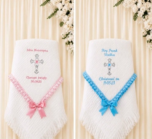 Babys shawl white embroidered - babys,
