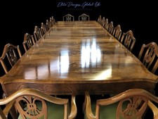 Elite rare 14ft Grand Burr Walnut Victorian dining table pro French polished