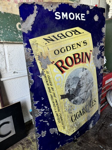 Original vintage enamel robin - original,