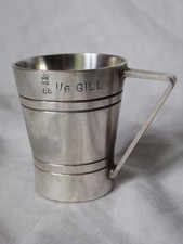 Vintage BONZER 1/6 Gill Drinks Spirit Measure Pub Crown Marks Deco Silver Plate