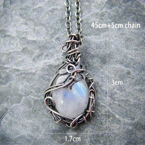 Moonstone leaf pendant - moonstone,
