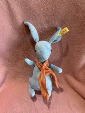 Steiff Blue Crazy Rabbit 080593 ~ 10" ~Baby Soft Toy Plush Bunny Orange Scarf