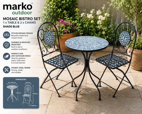 Mosaic garden bistro - garden, table/