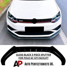 VW Polo MK5 6C GTI Gloss Black Front Splitter Spoiler Lip Body Kit 2015-2018
