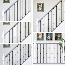 Enfield Black Steel Stair Spindles with Brackets - Plain and Knuckle Designs