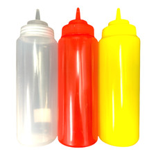 32oz Widemouth Squeeze Sauce Bottle/Dispenser, Mayo/Ketchup/Mustard, Condiment