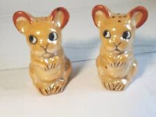 Porcelain Tan Pug Dog Salt And Pepper Shakers With No Plugs Vintage Tan Color