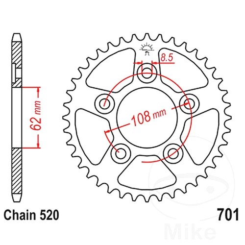 Rear sprocket tooth - rear,