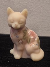 Fenton Hand Painted By M. Kibbe Burmese Sitting Cat Figurine