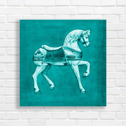 Vintage carousel horse teal - vintage,