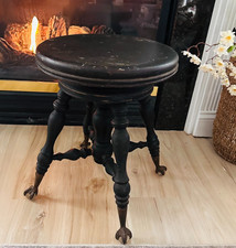 Vintage Victorian Piano Stool Adjustable Swivel Eagle Claw and Glass Ball Feet