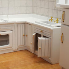 4PC Dolls House Miniatures 1:12 Scale Kitchen IslandStove Cabinet White Cupboard