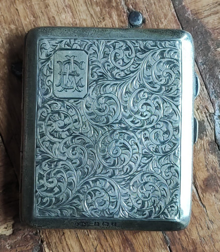 Antique silver cigarette case - antique,