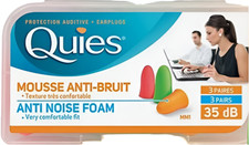Quies Foam Ear Plugs x 3 Pairs - Anti-Noise Protection Ear Plugs 35dB