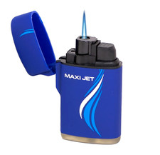 ZENGA Rubber Maxi Jet Lighter Windproof Electronic Refillable Jet Gas Turbo BLUE