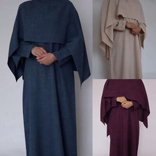 Dubai Muslim Women Abaya Long Robes Modest Kaftan Cloak 2 Piece Maxi Dress Arab