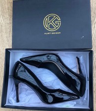 Kurt Geiger Vegan Black Patent Courts Ladies ALIA High Heel Shoes Size UK 4
