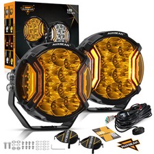 AUXBEAM 5" Inch 172W LED Side Shooter Amber Pods Lights with Amber DRL Offroad