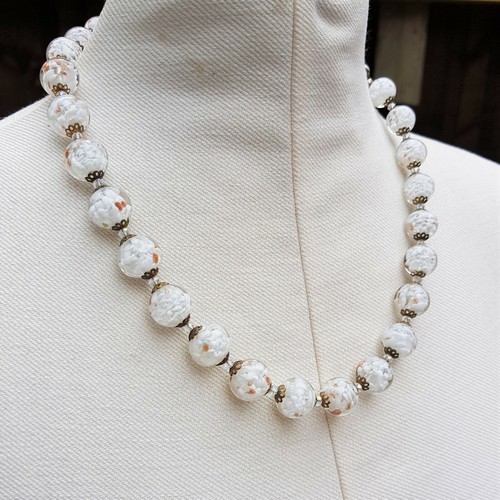 Venetian glass necklace - venetian, -white
