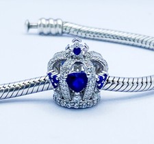 Royal Crown Charm Bead King Queen Coronation Genuine 925 Sterling Silver 💖