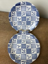 Pair of Vintage 1950s, Broadhurst Ironstone, Blue 'Casino' Side Plates 17cm
