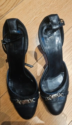 Gucci black leather shoes - black,