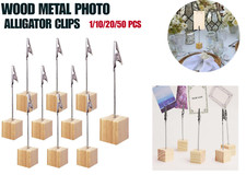 20/50x Wood Metal Photo Alligator Clip Memo DIY Wires Picture Holder Table Stand