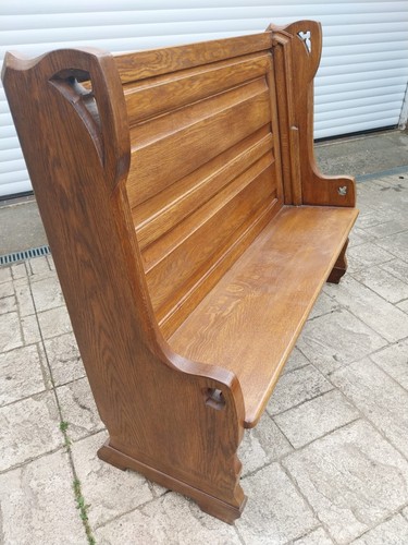 Solid oak bench pew with - solid, bench/pew