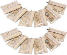 12-Piece Velvet Jewellery Pouch Set with Zipper Clear Travel Bags