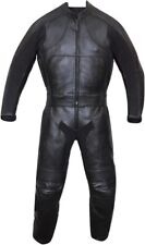 2pc Motorcycle Riding Racing Leather Black Track Suit with Padding and Armor
