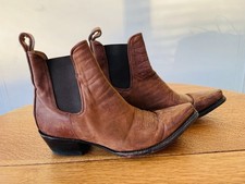 R Soles Judy Rothchild US 7.5/Uk 5 Short Cowboy Boots Vintage Dark Tan Woman