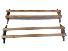 2 Vintage Antique Church Pew Hymnal Bible Oak Wood Book Holder Rack M