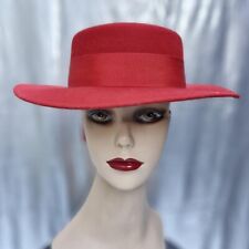 BERMONA TREND London Vintage HAT S red 100% wool brim ribbon