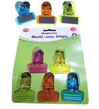 5 X Neon Magnetic Multi Use Clips Fridge Magnets Large Bulldog Clips Notes Memos