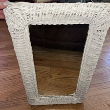 23" X 14" WHITE WICKER COTTAGE DECOR MIRROR