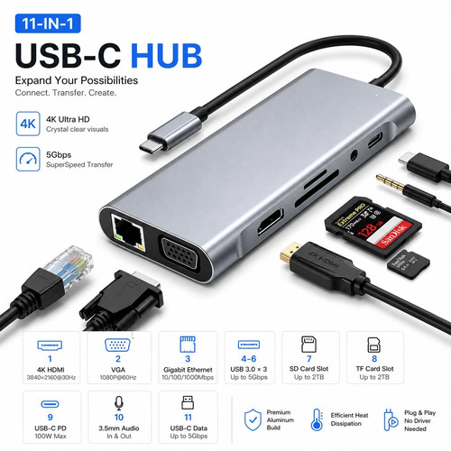 Usb hub dock hdmi - 11,