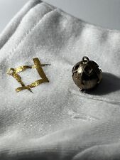 Antique Masonic Folding Orb Ball Pendant 9ct Gold on Silver Engraved Cross- 8g
