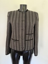 Dereta UK Size 12 Herringbone Black Chevron Ladies 100% Wool Jacket Coat Blazer