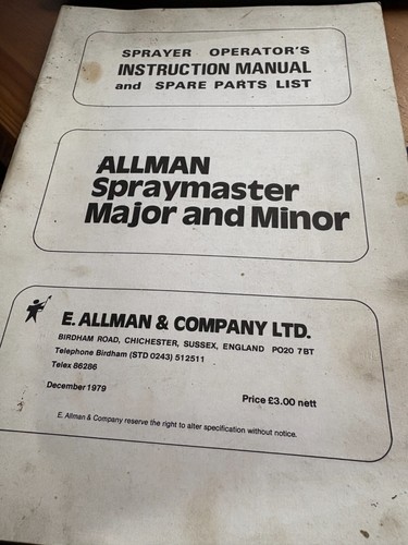 Allman spraymaster major and - allman,