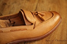 Grenson Tan Brown Grained Leather Tasselled Loafers Shoes Mens UK 8 E US 9 EU 42