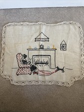 Vintage Dutch Boy Hand Embroidered Hand Made Dresser Scarf Linen