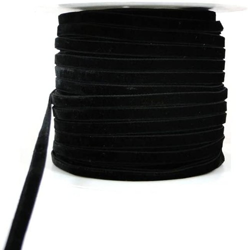 Black 9mm velvet elastic - 9mm,