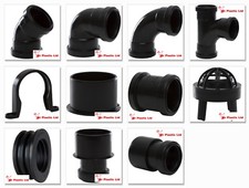 Polypipe 50mm Push Fit Waste Pipe Fittings in Black (actual size 54mm)