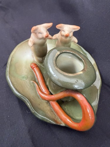 Vintage porcelain pig candle - vintage,