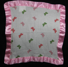 Aden + Anais Butterfly Security Blanket Baby Lovey Pink Green Muslin Satin Issie