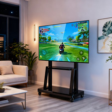 Designer TV Stand Trolley with Bracket 2 Shelves for Flat Screen TVs 32" to 100"